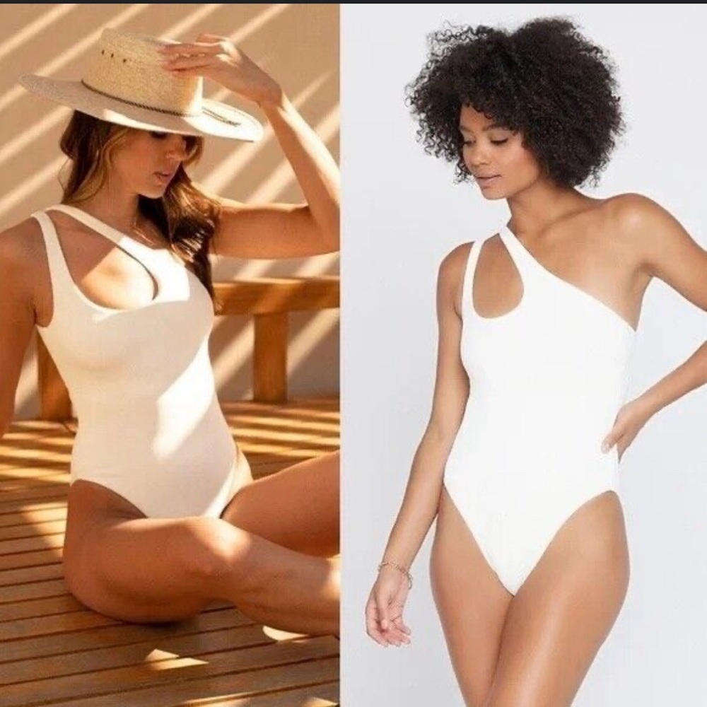L*Space NWT Phoebe Textured One-Piece Swimsuit  Sz Small cream/off white